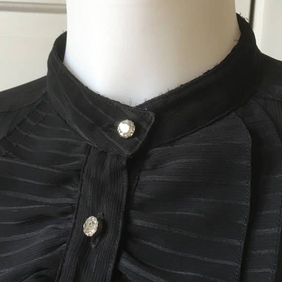 Sheer ruffle Black striped blouse sm - Picture 4 of 15